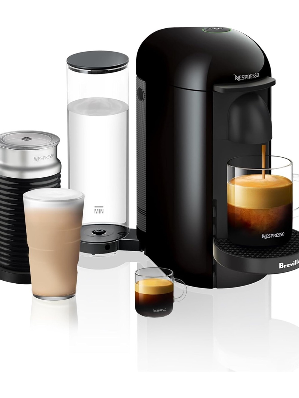 Nespresso VertuoPlus Coffee & Espresso Maker with Aeroccino Milk Frother - Black